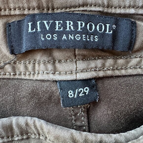 Liverpool Los Angeles Womens 8/29 Pants Joggers Button Fly High Rise Ankle Brown - Picture 7 of 7